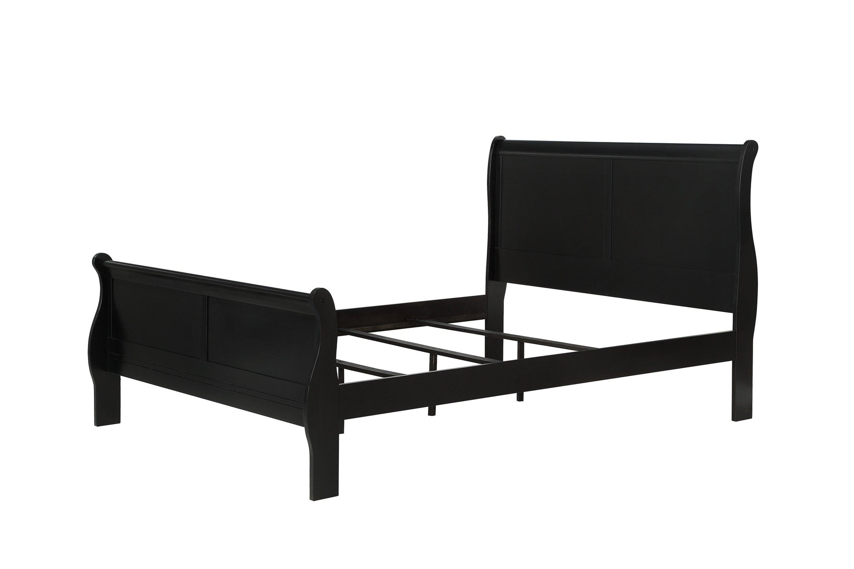 Louis Philip Black Classic And Modern Wood Twin Sleigh Bed - Ella Furniture