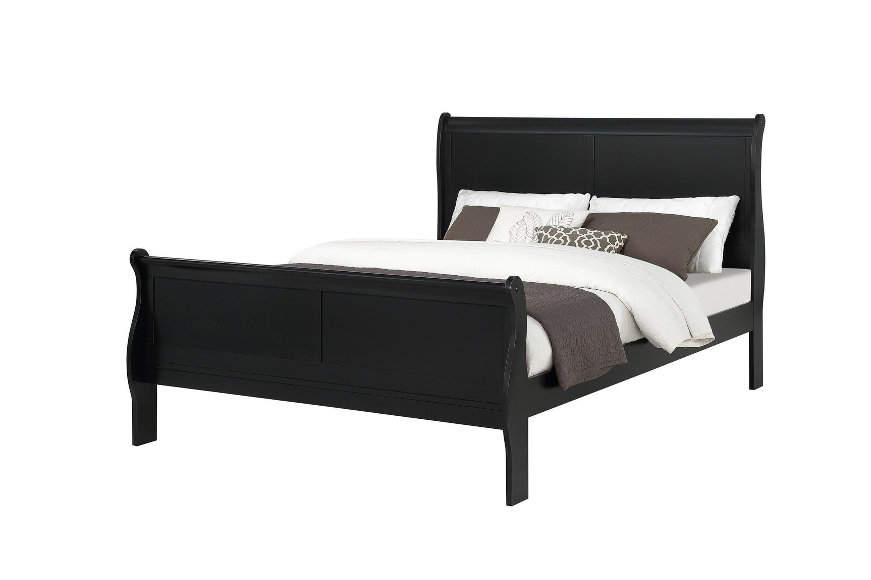 Louis Philip Black Classic And Modern Wood Twin Sleigh Bed - Ella Furniture