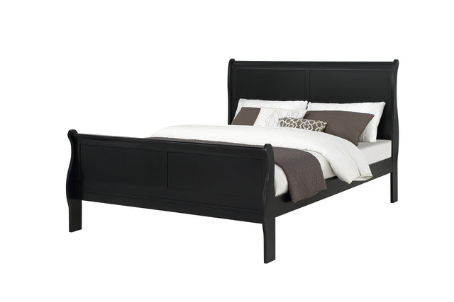 Louis Philip Black Classic And Modern Wood King Sleigh Bed - Ella Furniture