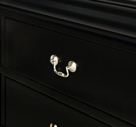 Louis Philip Black Modern Wooden Sleigh Bedroom Set - Ella Furniture