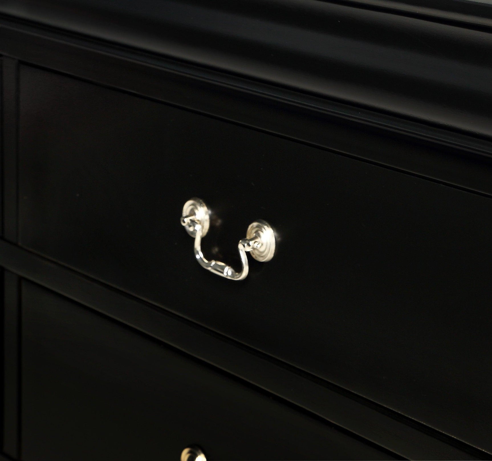 Louis Philip Dresser Black, Modern Wood Veneers, Classic Spacious 6 Drawers - Ella Furniture