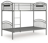 Lanceburg Gray Twin over Twin Bunk Bed with Ladder