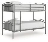 Lanceburg Gray Twin over Twin Bunk Bed with Ladder