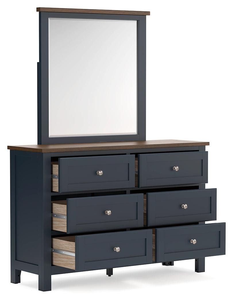 Landocken Brown/Blue Dresser and Mirror