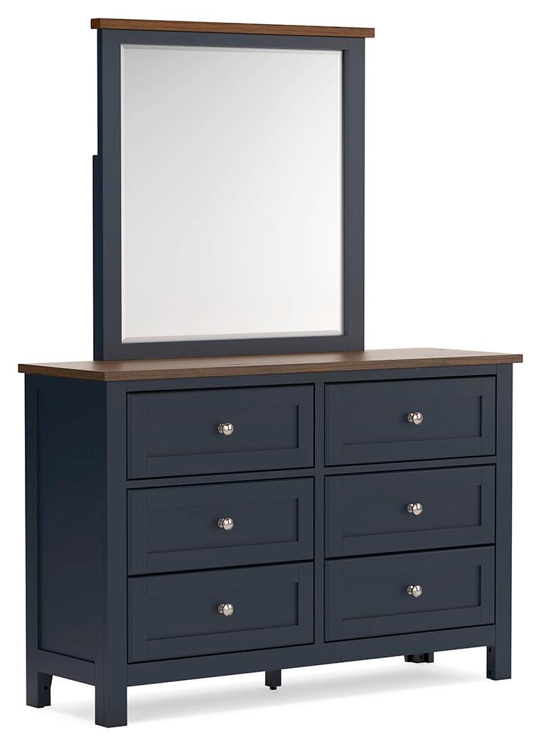 Landocken Brown/Blue Panel Bedroom Set angled view