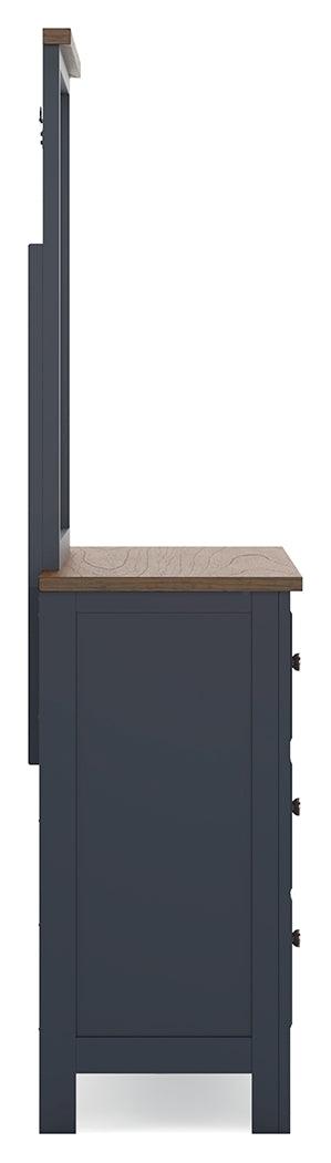 Landocken Brown/Blue Dresser and Mirror