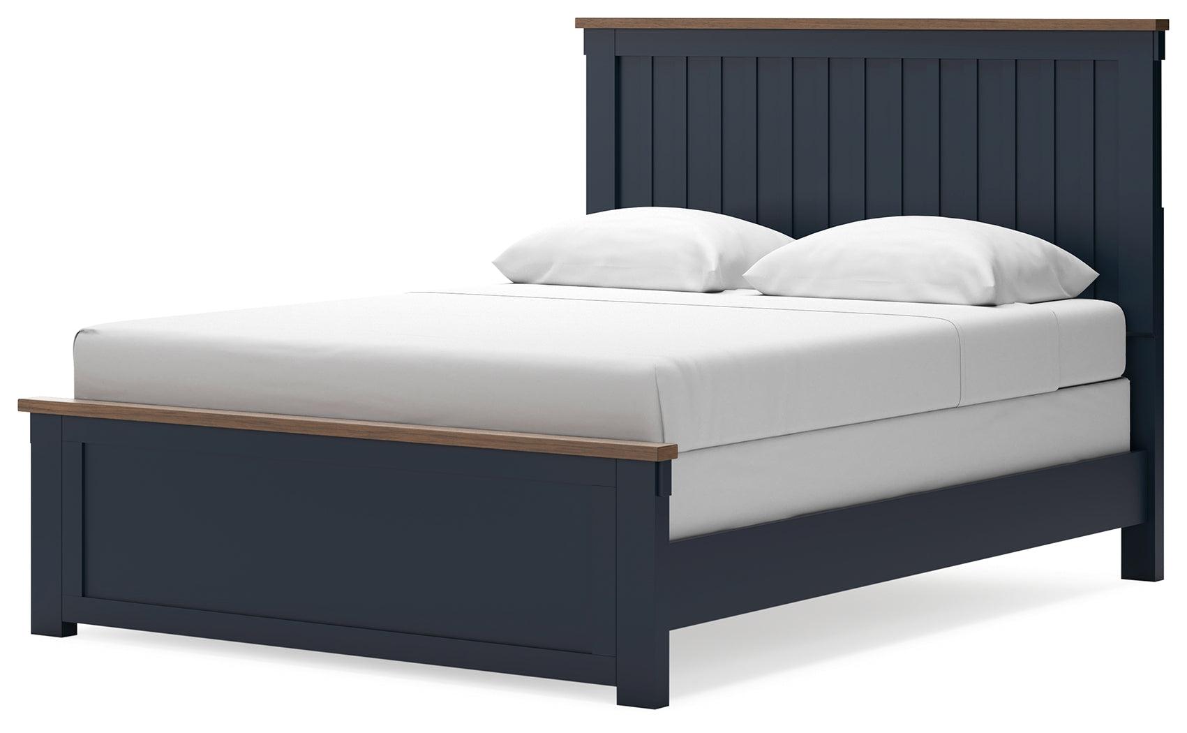 Landocken Brown/Blue Queen Panel Bed