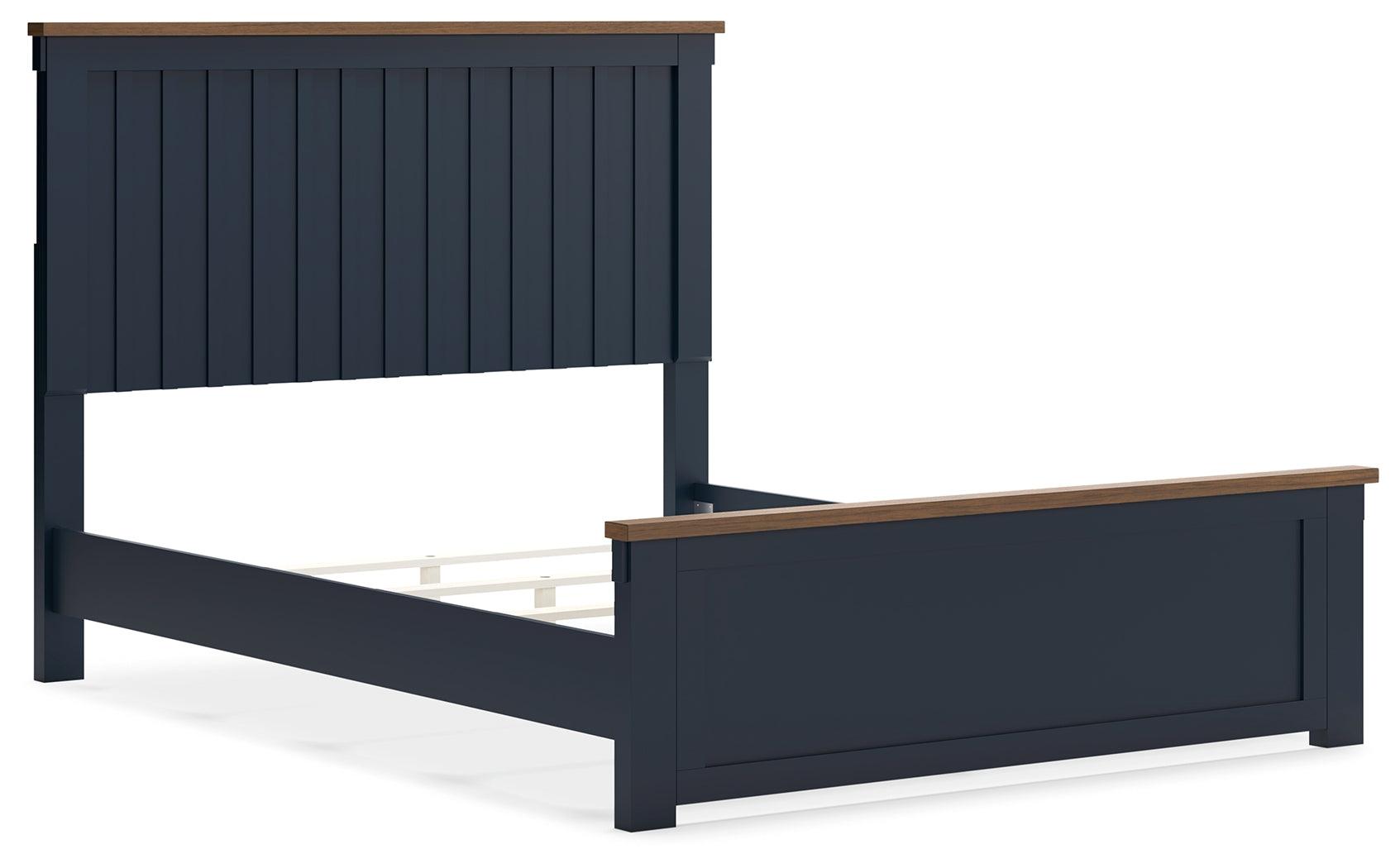 Landocken Brown/Blue Queen Panel Bed