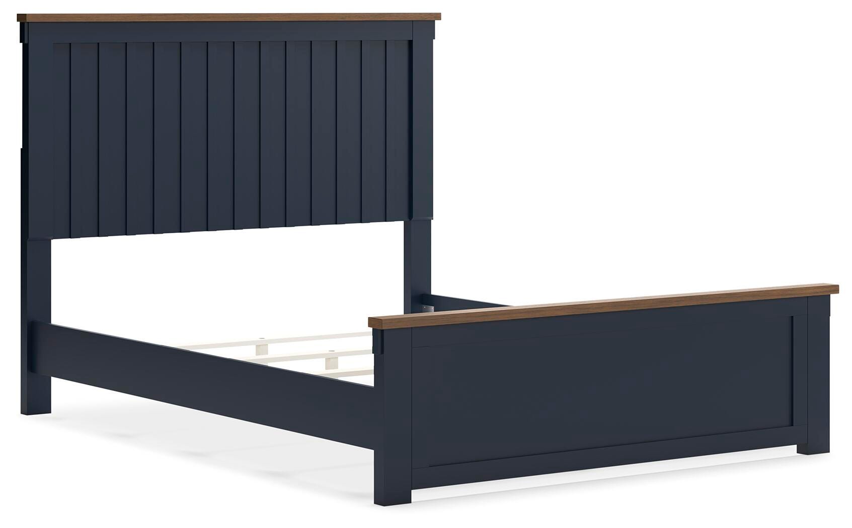 Landocken Brown/Blue Panel Bedroom Set angled view