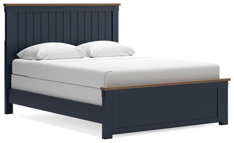 Landocken Brown/Blue Panel Bedroom Set angled view