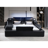 Apollo Black Upholstered LED Storage Platform Queen Bed