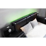 Apollo Black Upholstered LED Storage Platform Queen Bed