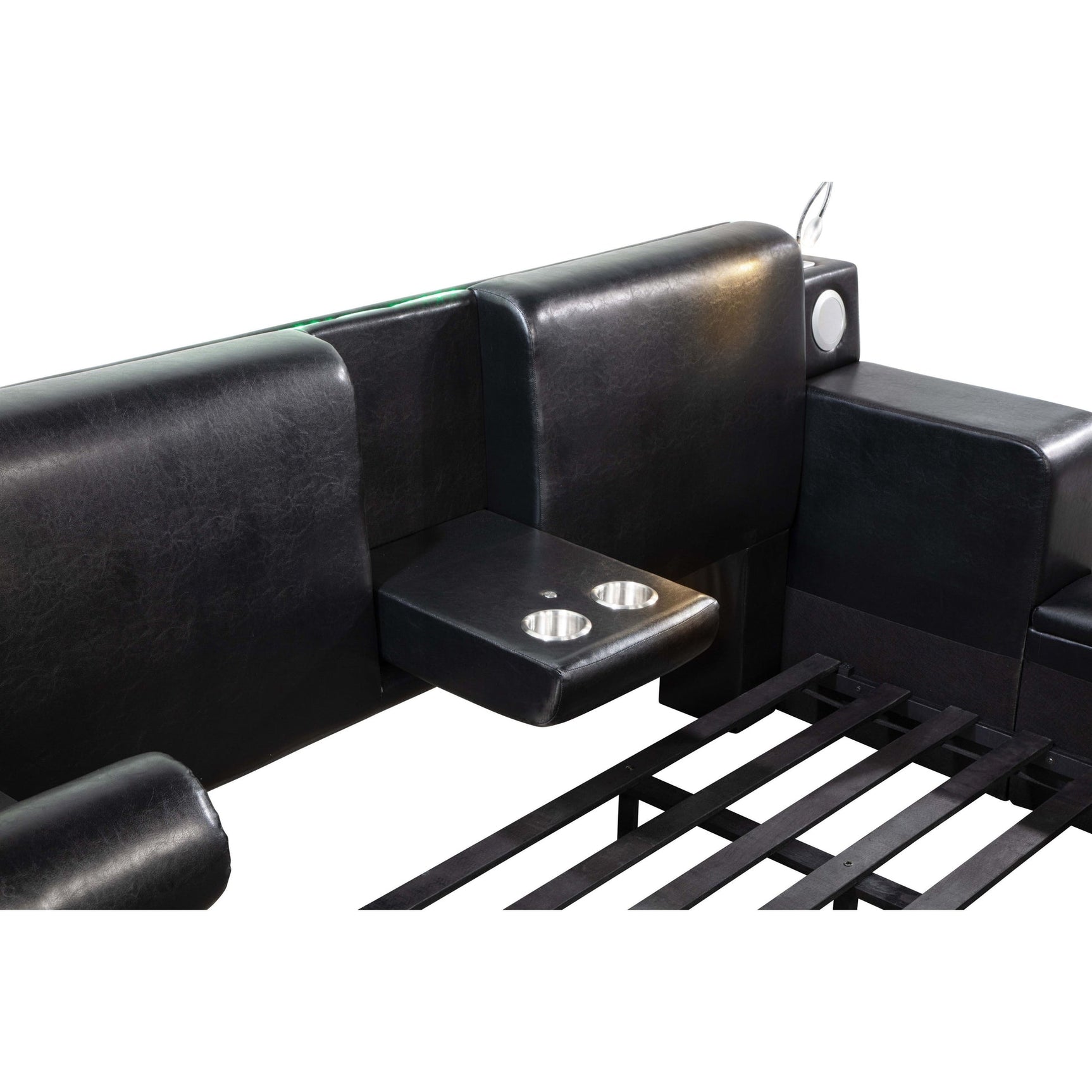 Apollo Black Upholstered LED Storage Platform Queen Bed