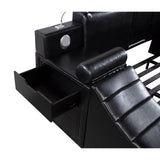 Apollo Black Upholstered LED Storage Platform Queen Bed