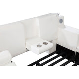 Apollo White Upholstered LED Storage Platform Queen Bed
