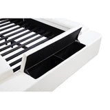 Apollo White Upholstered LED Storage Platform Queen Bed