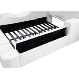 Apollo White Upholstered LED Storage Platform Queen Bed
