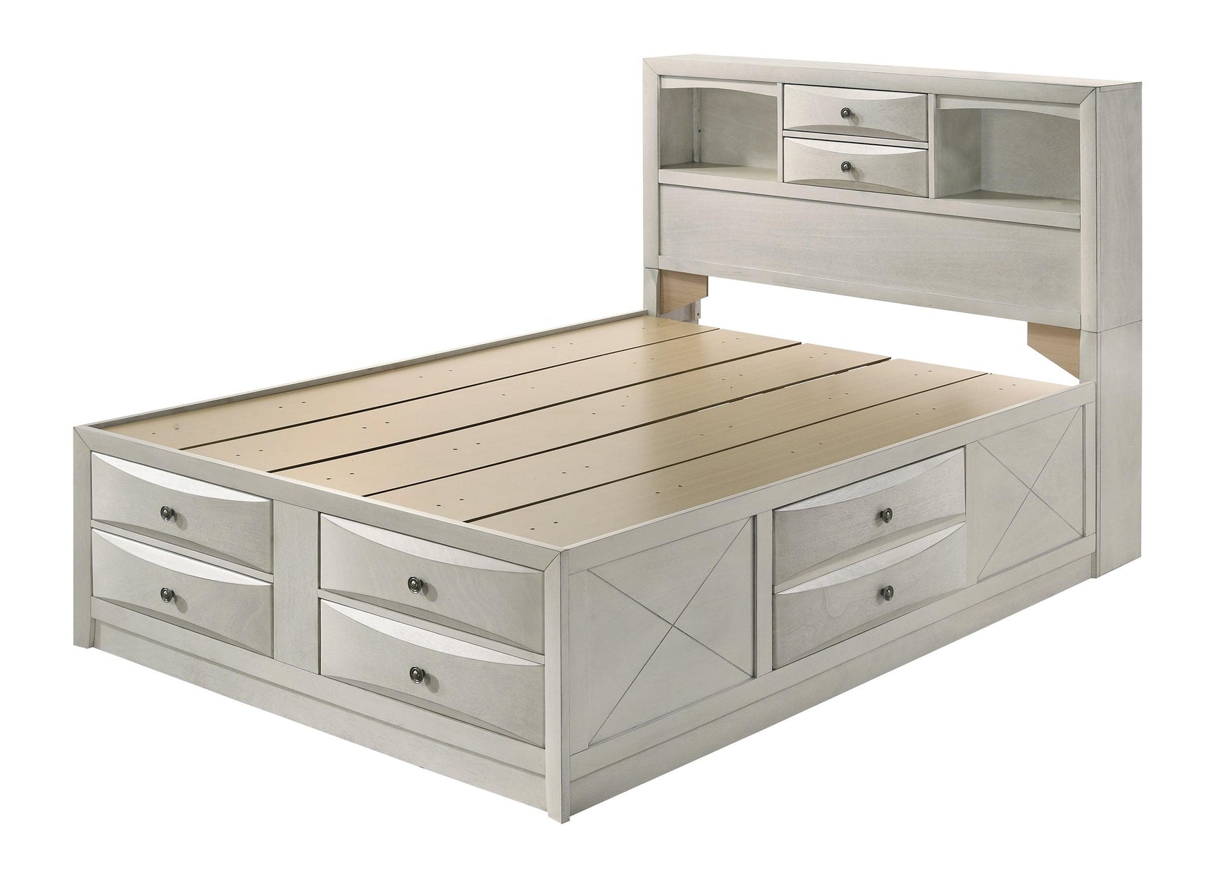 Emily White Storage Platform Queen Bed