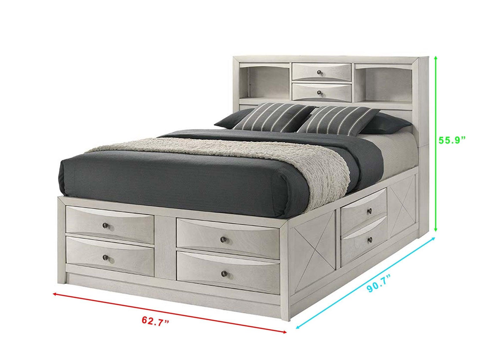 Emily White Storage Platform King Bed