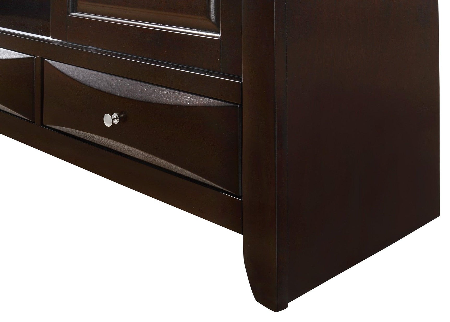 Emily Night Stand Dark Cherry, Modern And Sleek Wood, Metal Knobs 2 Drawers - Ella Furniture
