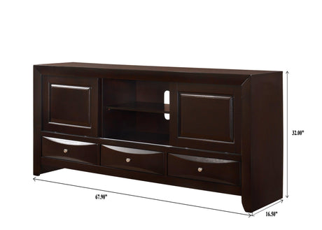Emily Tv Stand Dark, Entertainment Cabinet, Media Console with Adjustable Shelves and Cable Management in Dark Finish - Ella Furniture