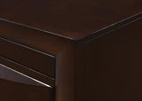 Emily Night Stand Dark Cherry, Modern And Sleek Wood, Metal Knobs 2 Drawers - Ella Furniture