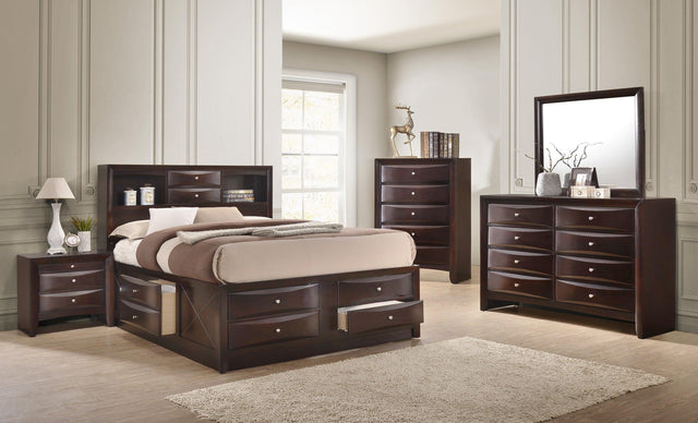 Emily Dark Cherry Modern Transitional Wood Storage Platform Bedroom Set - Ella Furniture