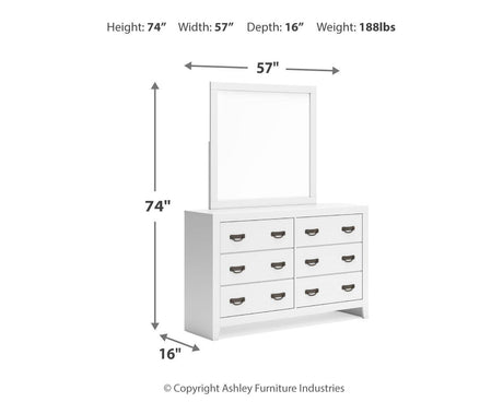 Binterglen White Panel Bedroom Set dimension view