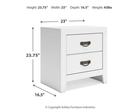 Binterglen White Panel Bedroom Set dimension view