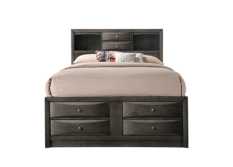 Emily Night Stand Grey, Modern Wood, Metal Knobs 2 Drawers - Ella Furniture