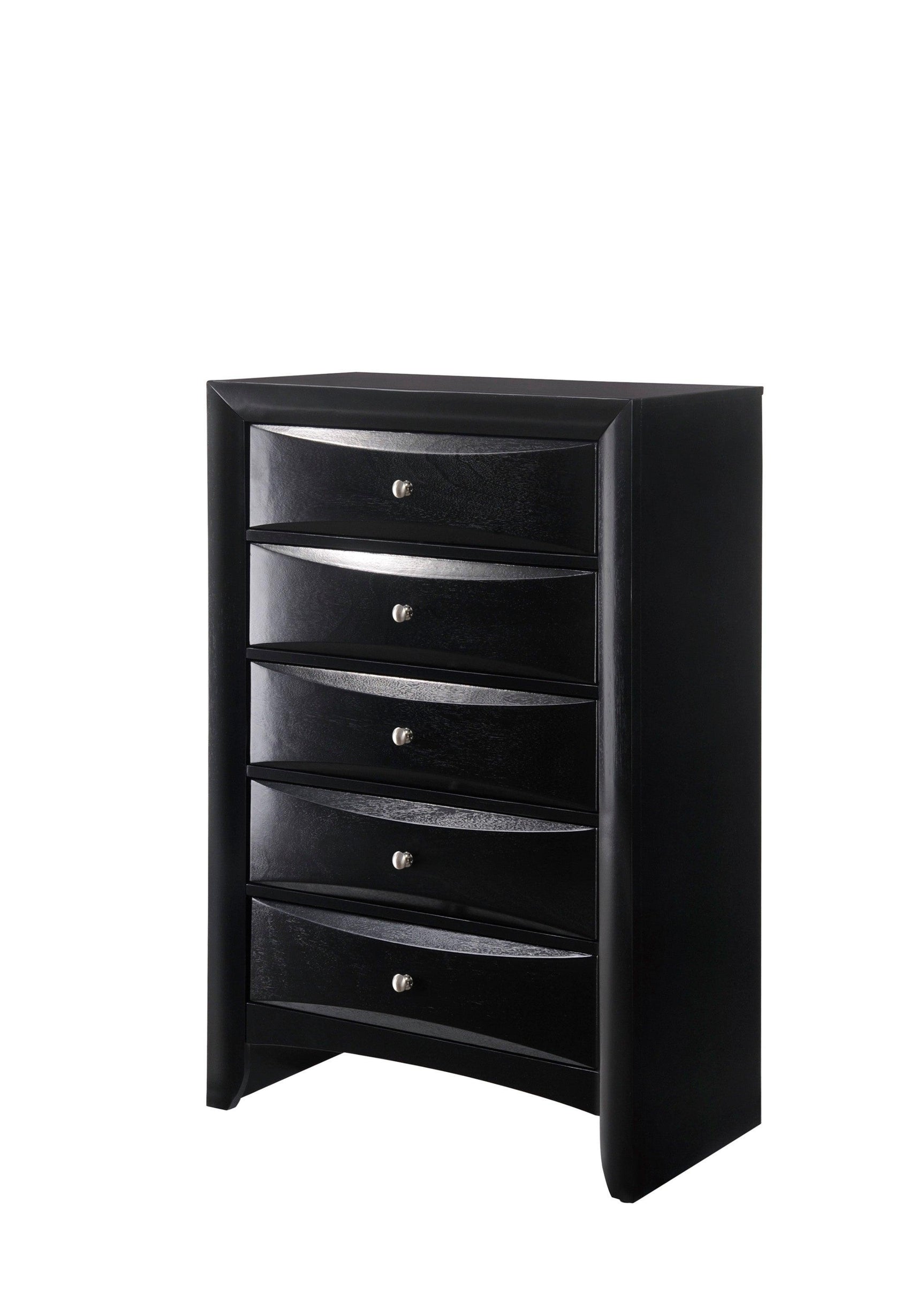 Black Emily Dresser, Modern Transitional Wood, Raised 8 Drawers Front - Ella Furniture