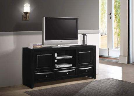 Black Emily Chest, Contemporary Modern Wood, Silver Nickel Knob 5 Drawers - Ella Furniture