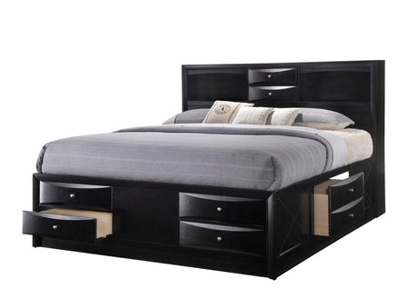 Black Emily Chest, Contemporary Modern Wood, Silver Nickel Knob 5 Drawers - Ella Furniture