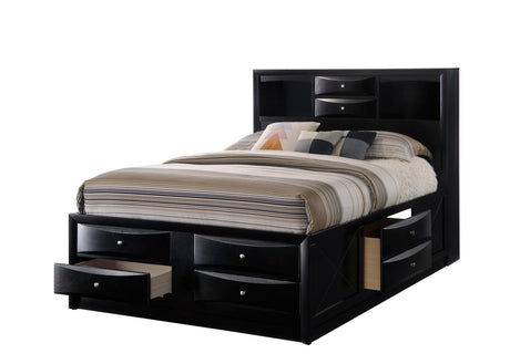 Black Emily Chest, Contemporary Modern Wood, Silver Nickel Knob 5 Drawers - Ella Furniture