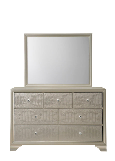 Lyssa Champagne Classic And Modern King LED Faux Leather Upholstered Tufted Panel Bed - Ella Furniture