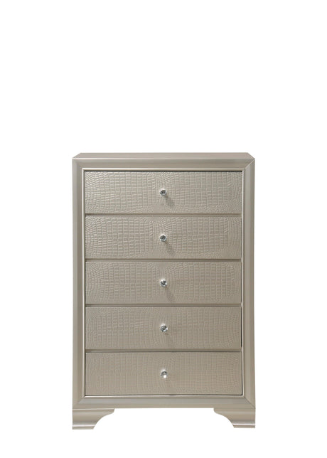 Lyssa Champagne Classic And Modern King LED Faux Leather Upholstered Tufted Panel Bed - Ella Furniture