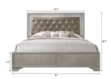 Lyssa Champagne Classic And Modern Twin LED Faux Leather Upholstered Tufted Panel Bed - Ella Furniture