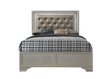Lyssa Champagne Classic And Modern Queen LED Faux Leather Upholstered Tufted Panel Bed - Ella Furniture