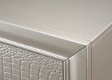 Lyssa Chest Champagne, Modern Faux Finish, Nickel Knob 5 Drawers - Ella Furniture