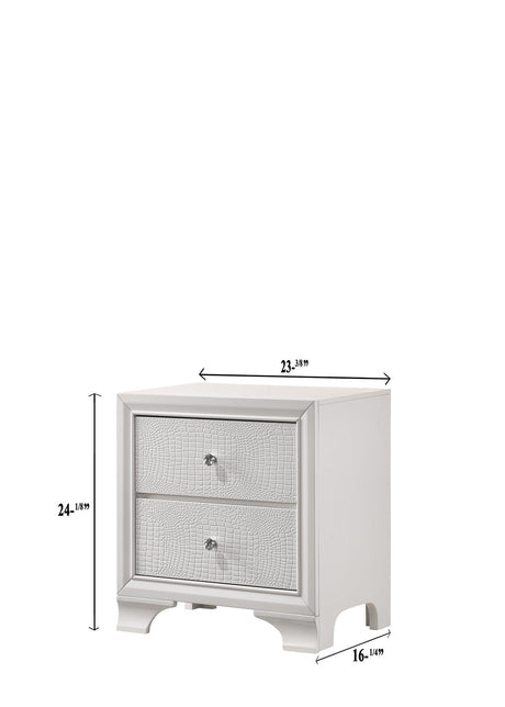 Lyssa Night Stand Frost, Modern Wood, 3 Dovetail Drawers - Ella Furniture