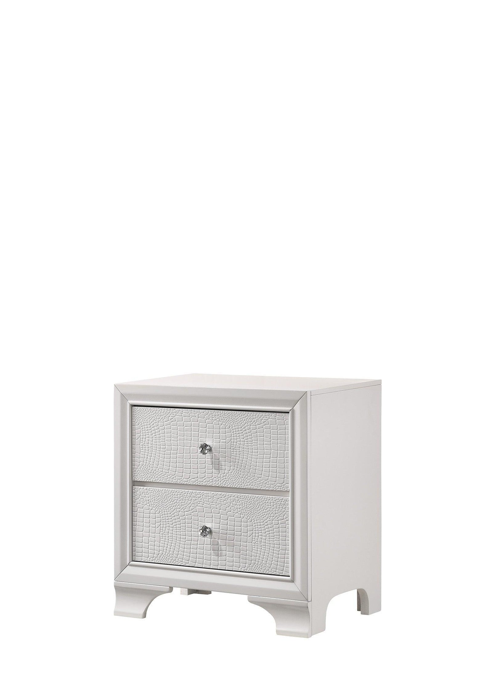 Lyssa Night Stand Frost, Modern Wood, 3 Dovetail Drawers - Ella Furniture