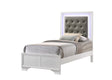 Lyssa Frost LED Faux Leather Upholstered Tufted Twin Panel Bed - Ella Furniture
