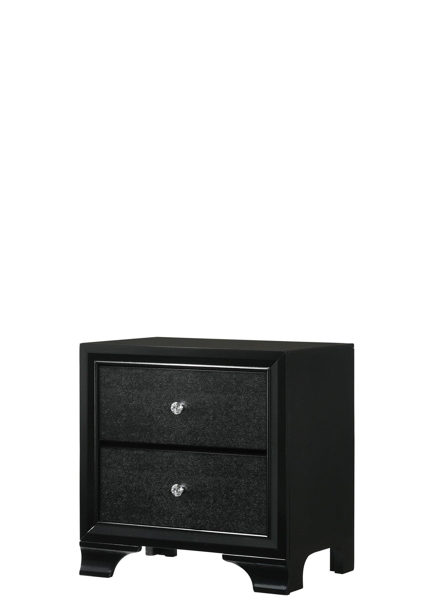 Micah Chest Black, Modern Faux Finish, Nickel Knob 5 Drawers - Ella Furniture