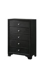 Micah Chest Black, Modern Faux Finish, Nickel Knob 5 Drawers - Ella Furniture