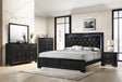 Micah Black Modern Contemporary LED Fabric Upholstered Tufted Panel Bedroom Set - Ella Furniture