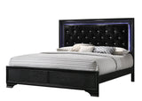 Micah Black Modern Contemporary LED Fabric Upholstered Tufted Panel Bedroom Set - Ella Furniture