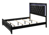 Micah Black Sleek And Modern Contemporary Full LED Velvet Upholstered Tufted Panel Bed - Ella Furniture
