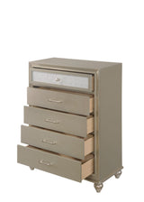 Lila Night Stand Champagne, Contemporary Modern Wood, 2 Dovetail Metal Drawers - Ella Furniture
