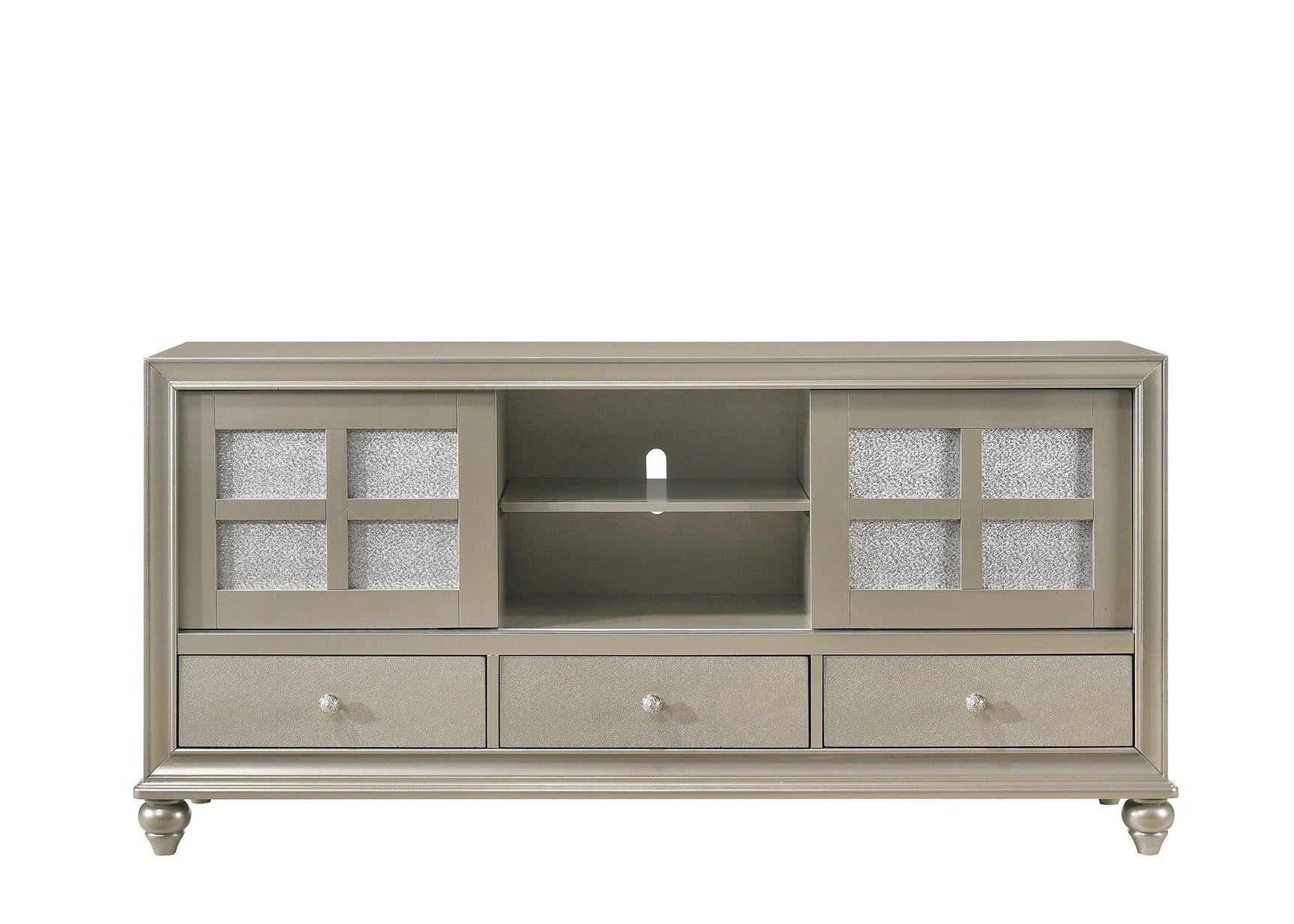 Lila Champagne Modern Faux Leather Upholstered Full Panel Bed - Ella Furniture