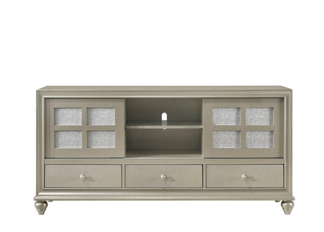 Lila Night Stand Champagne, Contemporary Modern Wood, 2 Dovetail Metal Drawers - Ella Furniture